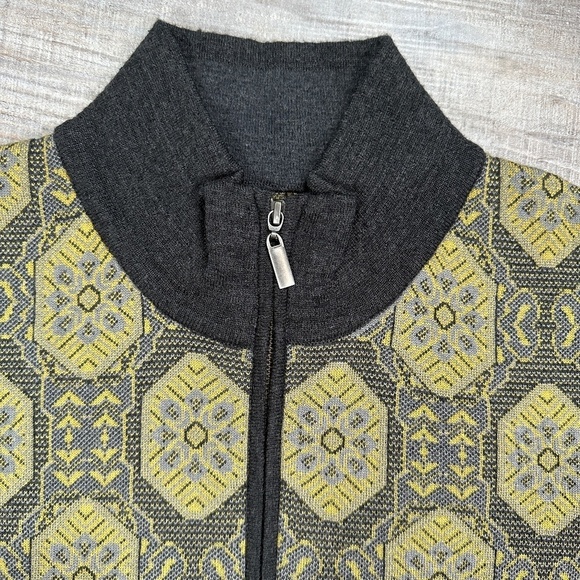 Icelandic Zip Yellow Gray Wool Blend Zip Pockets Women Knit Jacket Sweater Sz 2X - Picture 8 of 12